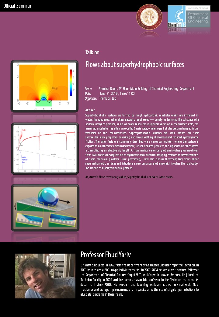 Seminar: Ehud Yariv: Flows about superhydrophobic surfaces